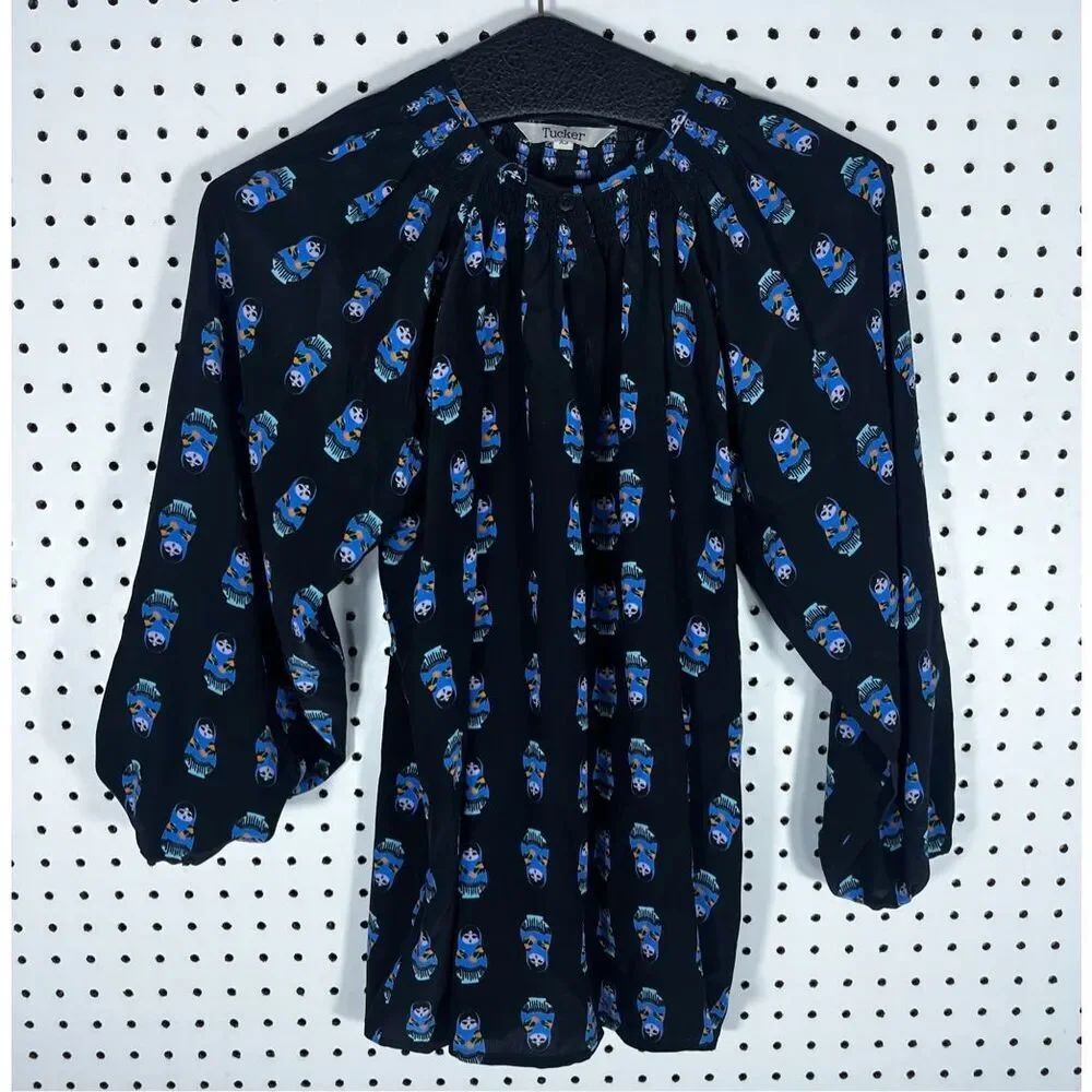 Tucker Russian doll silk blouse size XS